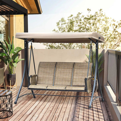 3-Person Porch Swing Chair With Adjustable Canopy, Brown Patio Swings with Stand at Gallery Canada
