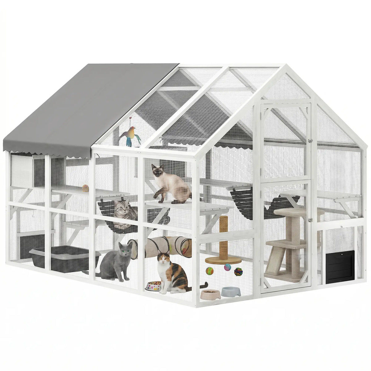 Outdoor Cat Enclosure, Wooden Feral Cat House, Weatherproof Canopy Outdoor Cat Enclosures at Gallery Canada