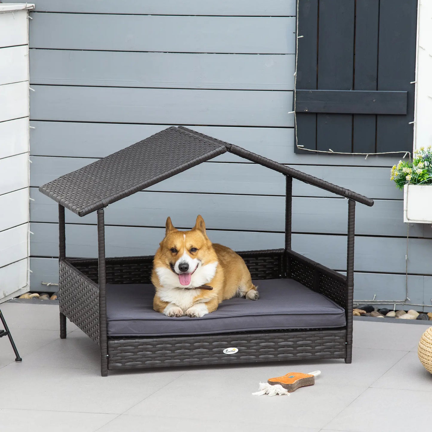Wicker Pet House, Dog Bed, Indoor Outdoor Rattan Furniture with Cushion Houses, Kennels & Pens at Gallery Canada