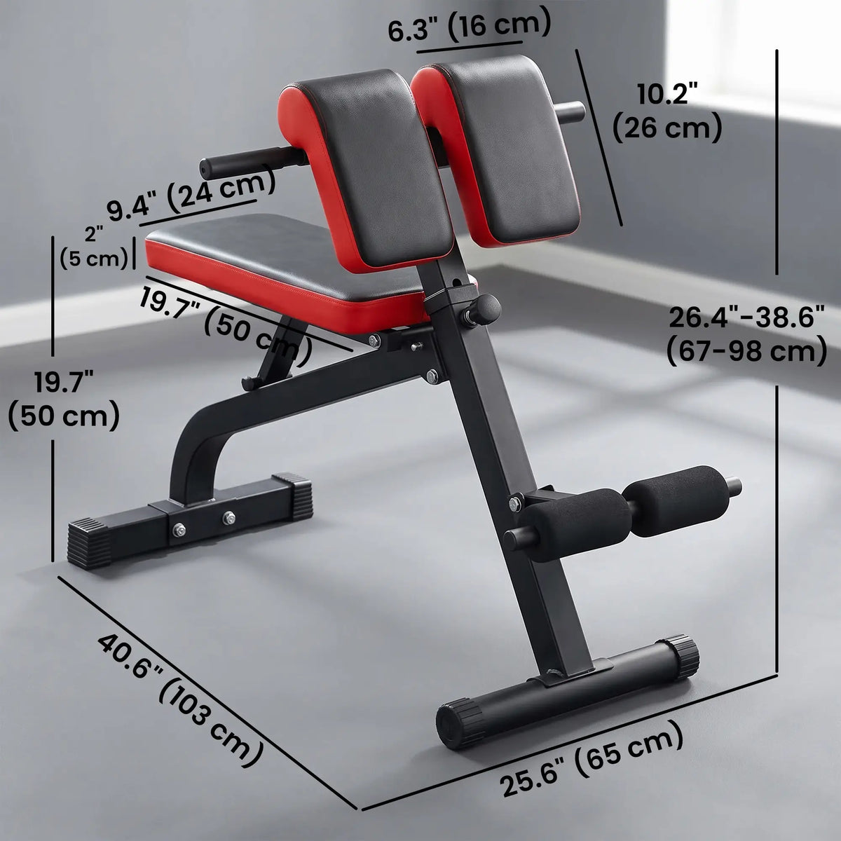 Foldable Roman Chair Hyperextension Bench, 660LBS, Black Weight Benches at Gallery Canada