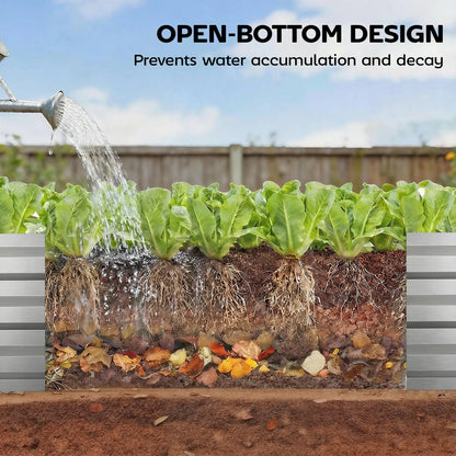 8'x2'x1' Galvanized Raised Bed, Elevated Planter Box, Silver