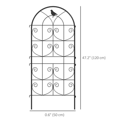 Metal Garden Trellis Set, Bird Design, 19.7" W x 47.2" H, Black Plant Stands at Gallery Canada