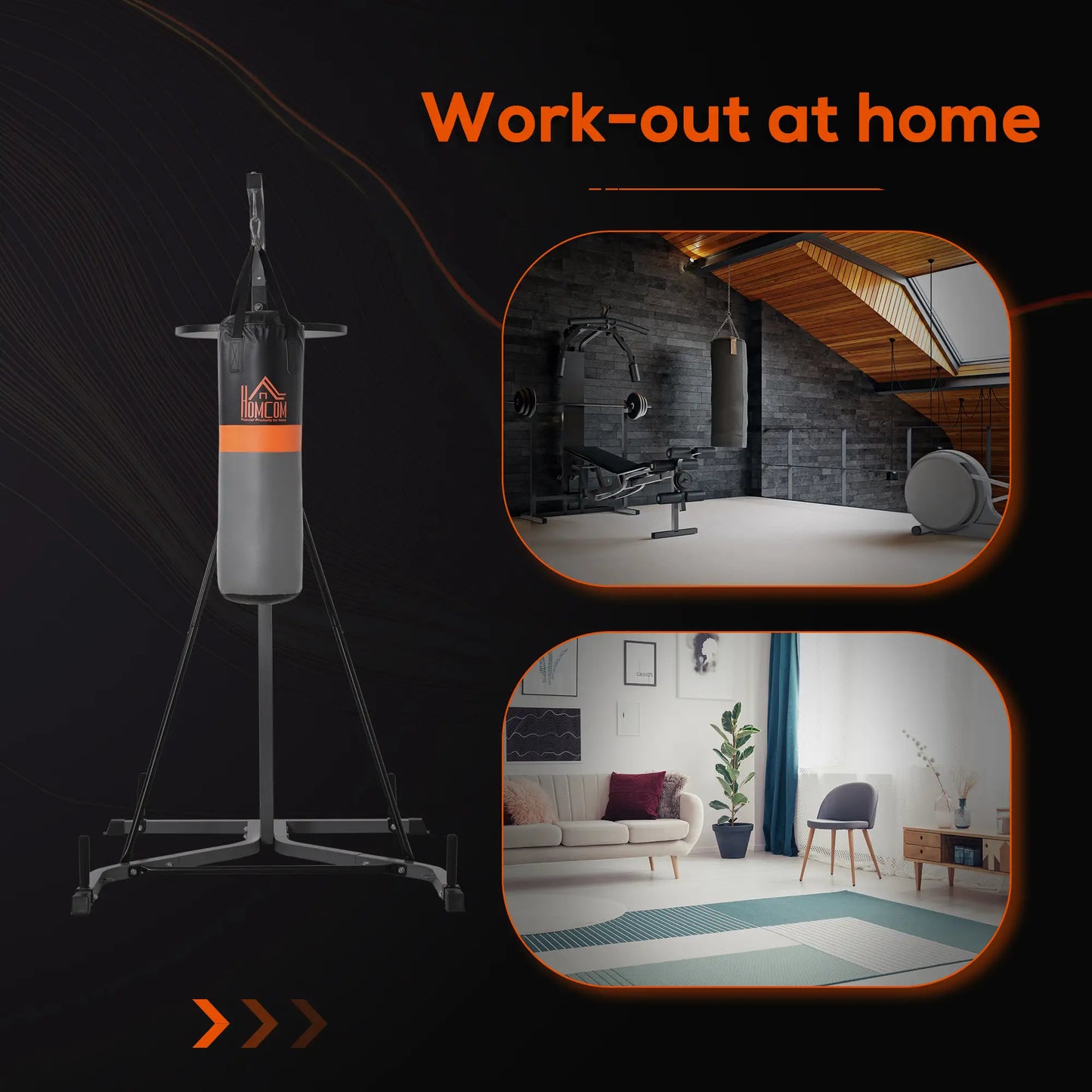 Punching Bag Stand, Speed Ball Holder, 45.25"L x 61.75"W x 87"H, 220lb Load Punching Bag Hangers at Gallery Canada
