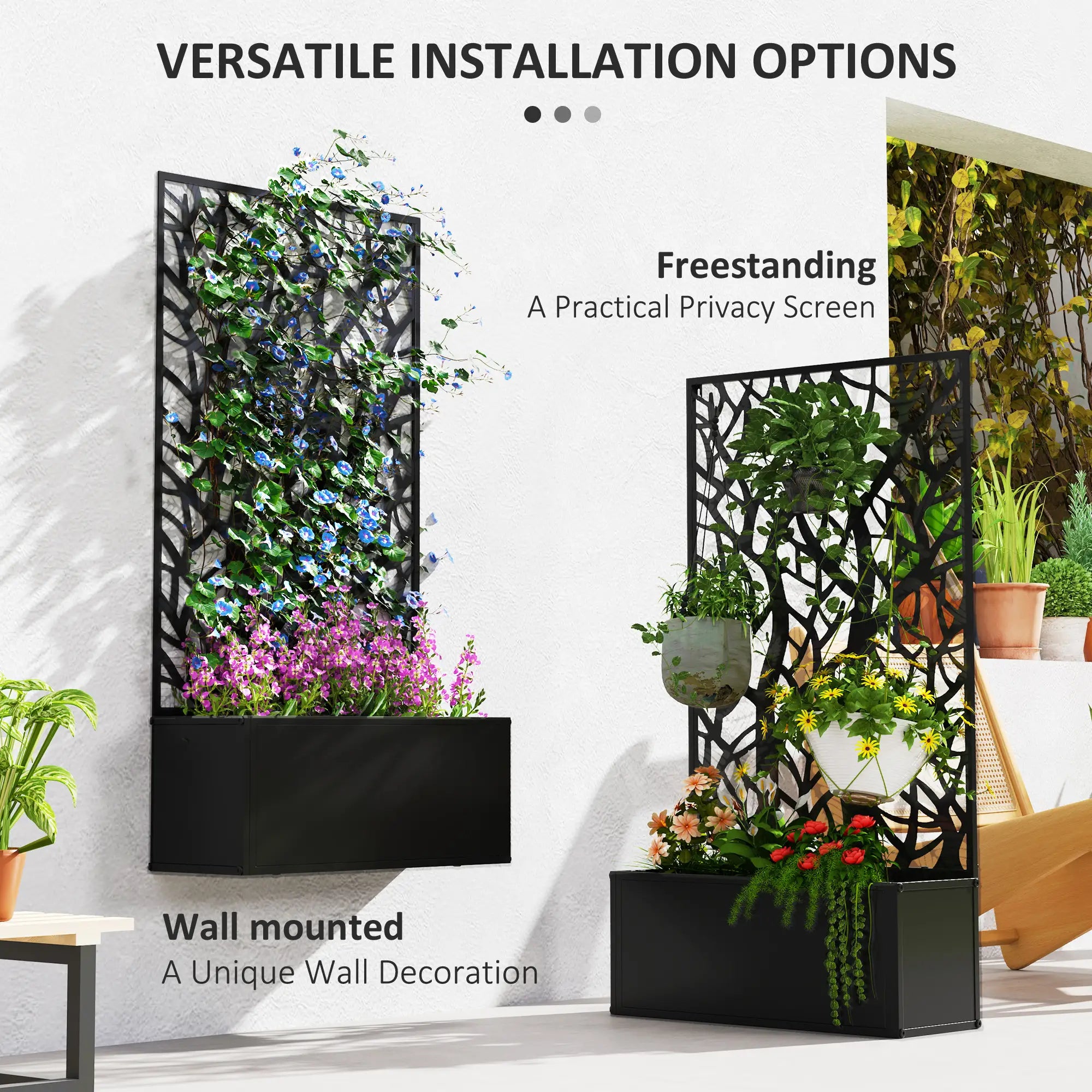 Metal Raised Garden Bed With Privacy Panel, Outdoor Planter Box, Patio Raised Garden Beds at Gallery Canada