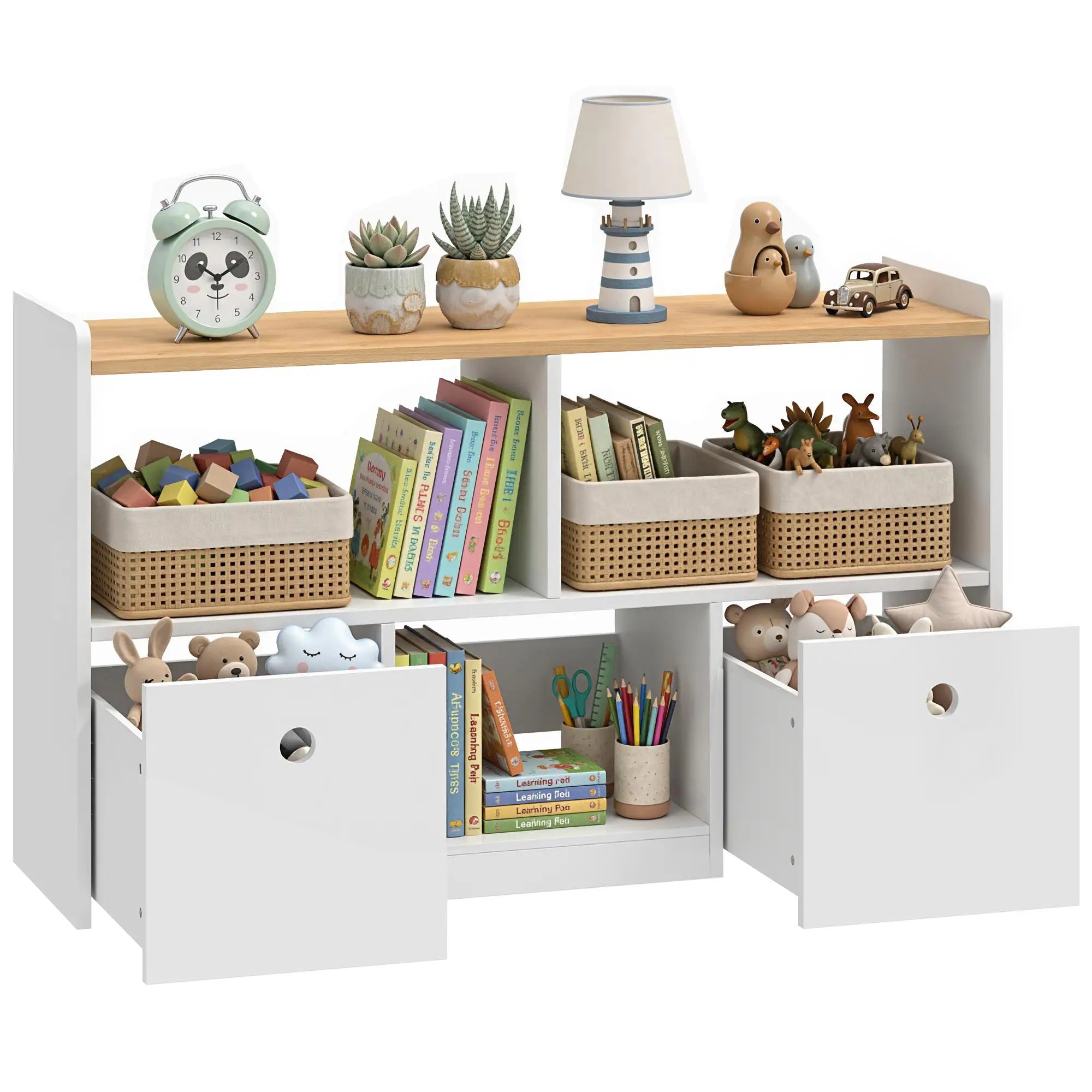 Toy Storage Organizer, 2 Drawers 3 Cubbies, White Baby & Kids Storage at Gallery Canada