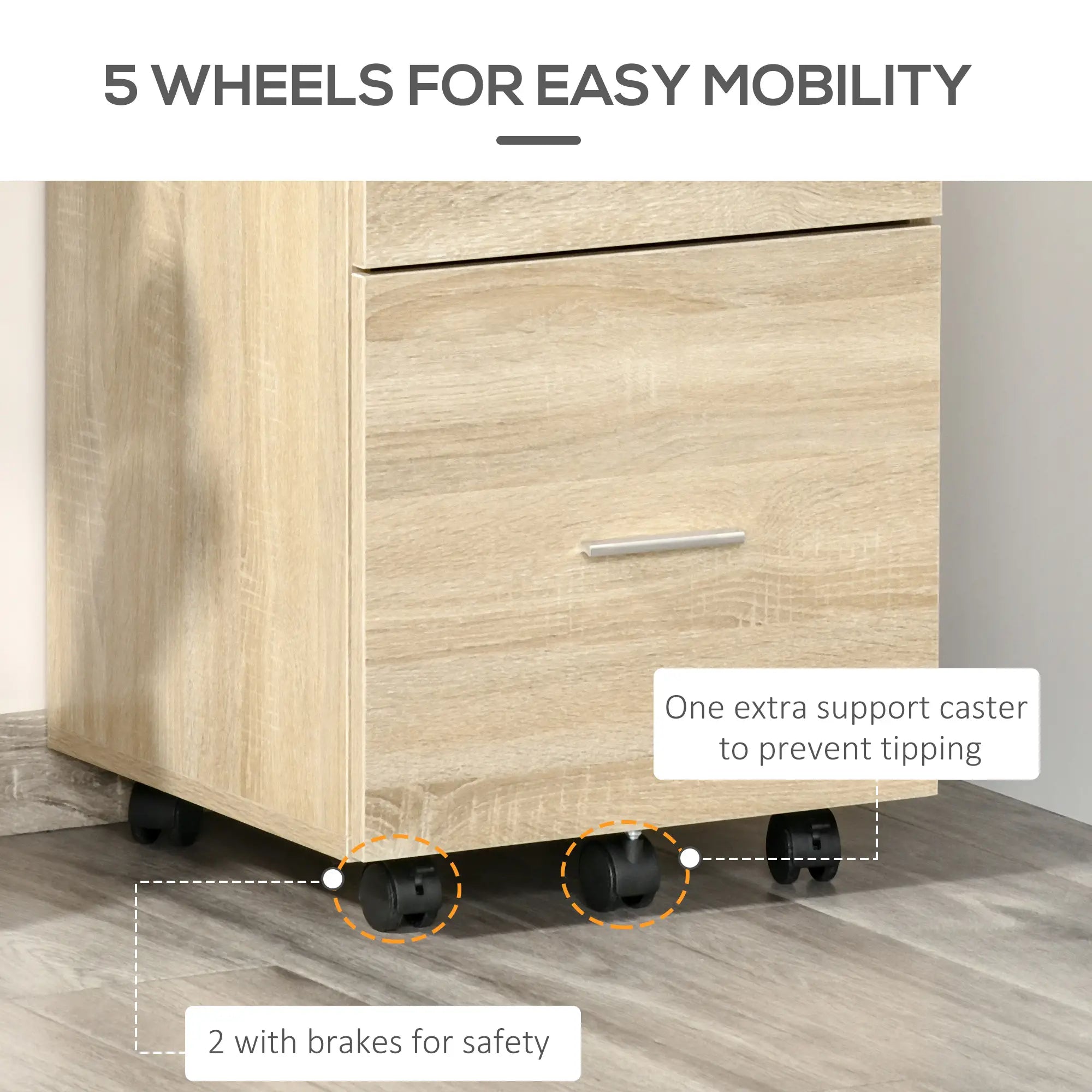 Mobile Vertical File Cabinet, 2 Drawers, Wheels, Letter or A4, Natural Office Cabinets & Cupboards at Gallery Canada