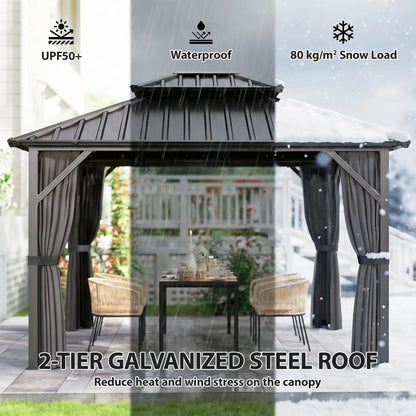10' x 12' Hardtop Gazebo, Aluminum Frame, Galvanized Steel Roof, Dark Grey Gazebos at Gallery Canada