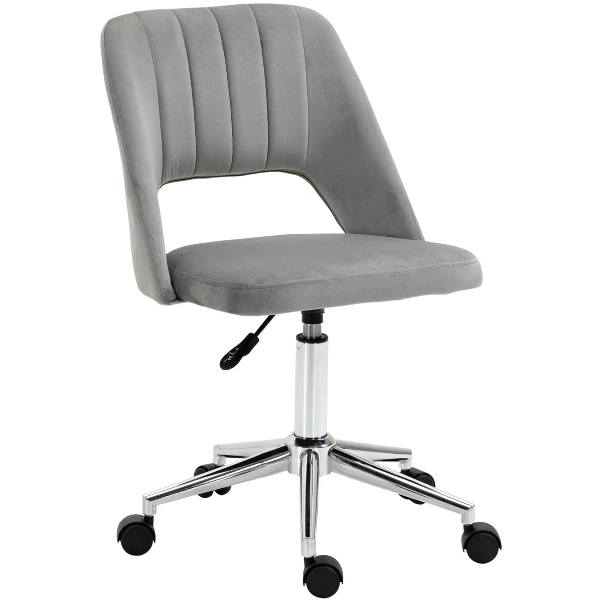 Velvet Swivel Office Chair, Scallop Back, Grey Task Chairs Grey at Gallery Canada