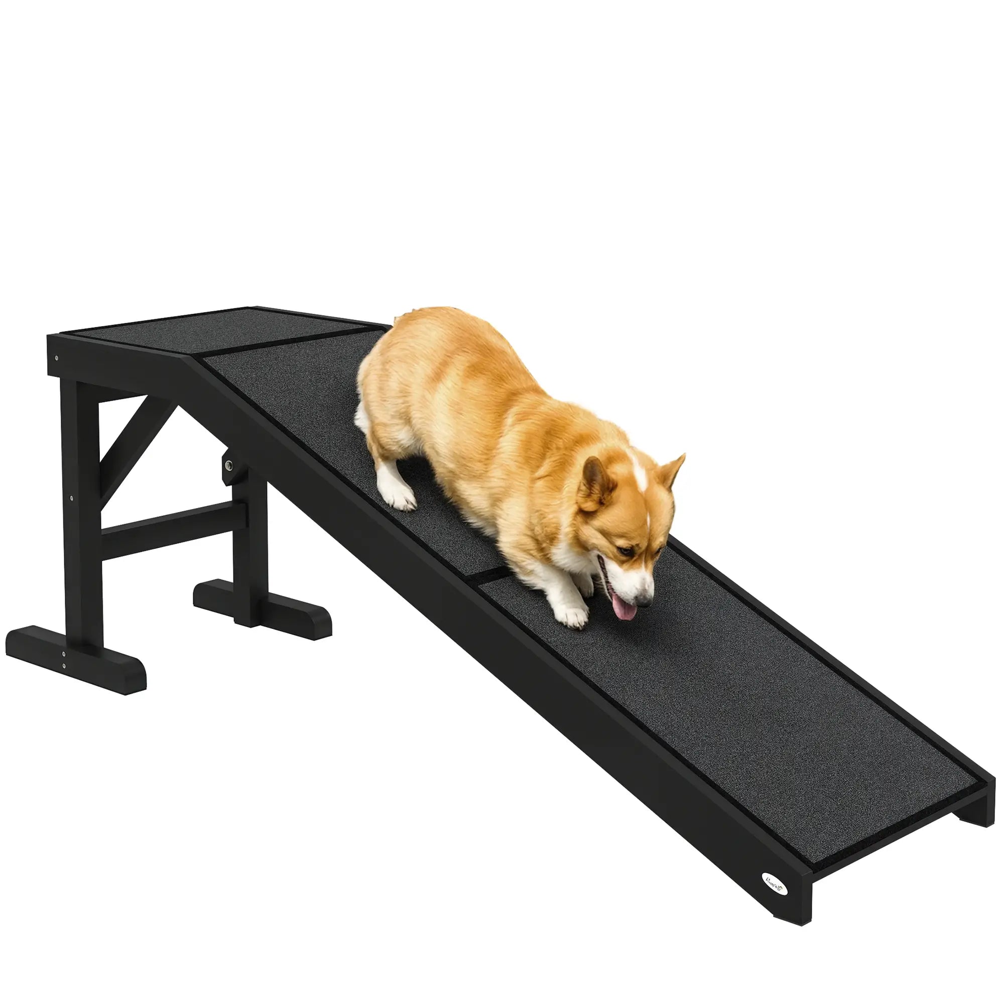 Pet Ramp Bed Steps, Non-Slip Carpet Top, Pine Wood, 59