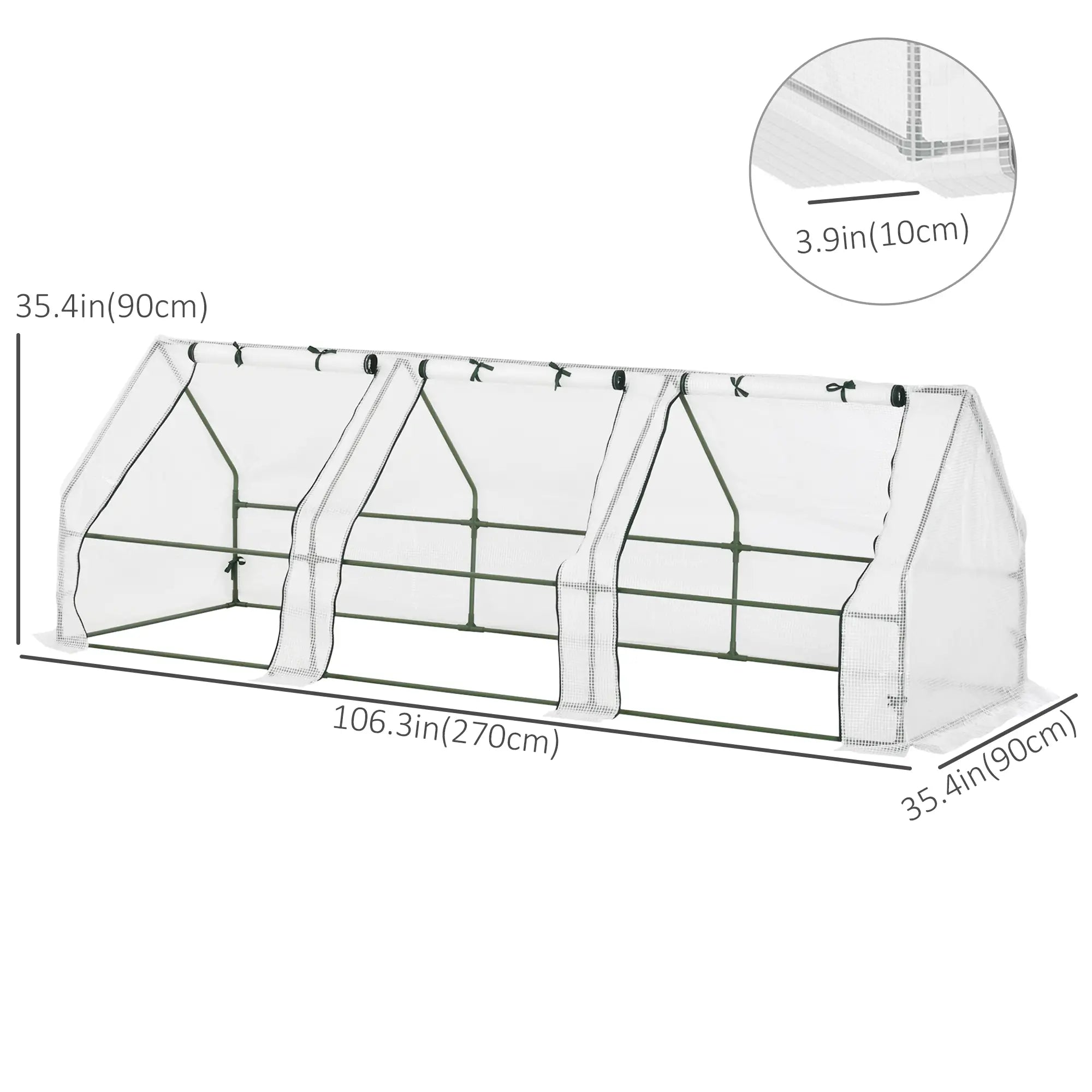 9' x 3' x 3' Mini Greenhouse, Portable with PE Cover, White Mini Greenhouses at Gallery Canada
