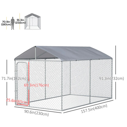 Outdoor Dog Kennel, Heavy Duty Playpen With Cover, 13.1' x 7.5' x 7.5' Houses, Kennels & Pens at Gallery Canada