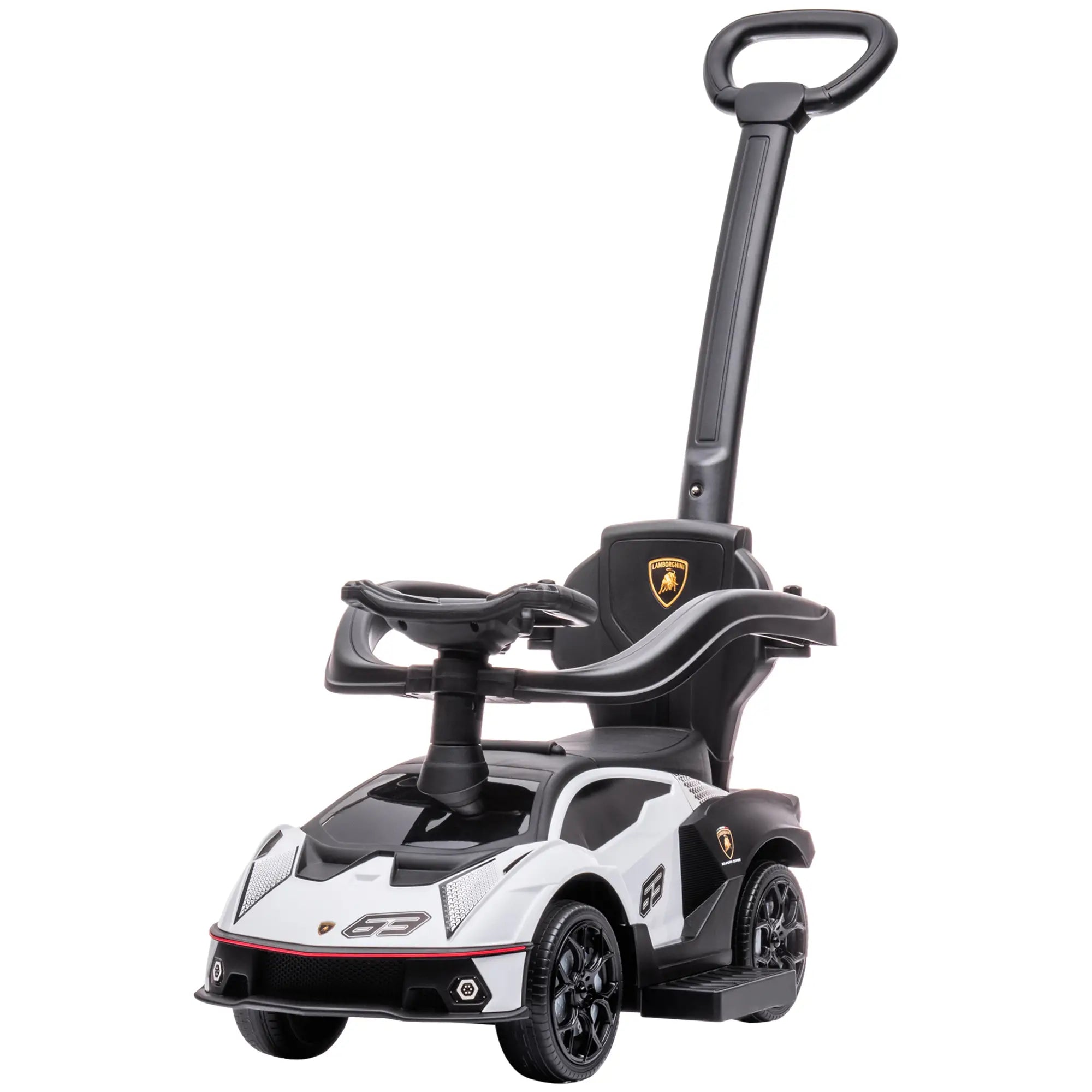 3 in 1 Ride on Push Car for Toddlers, Safety Footrest Horn, White Push Cars for Toddlers at Gallery Canada