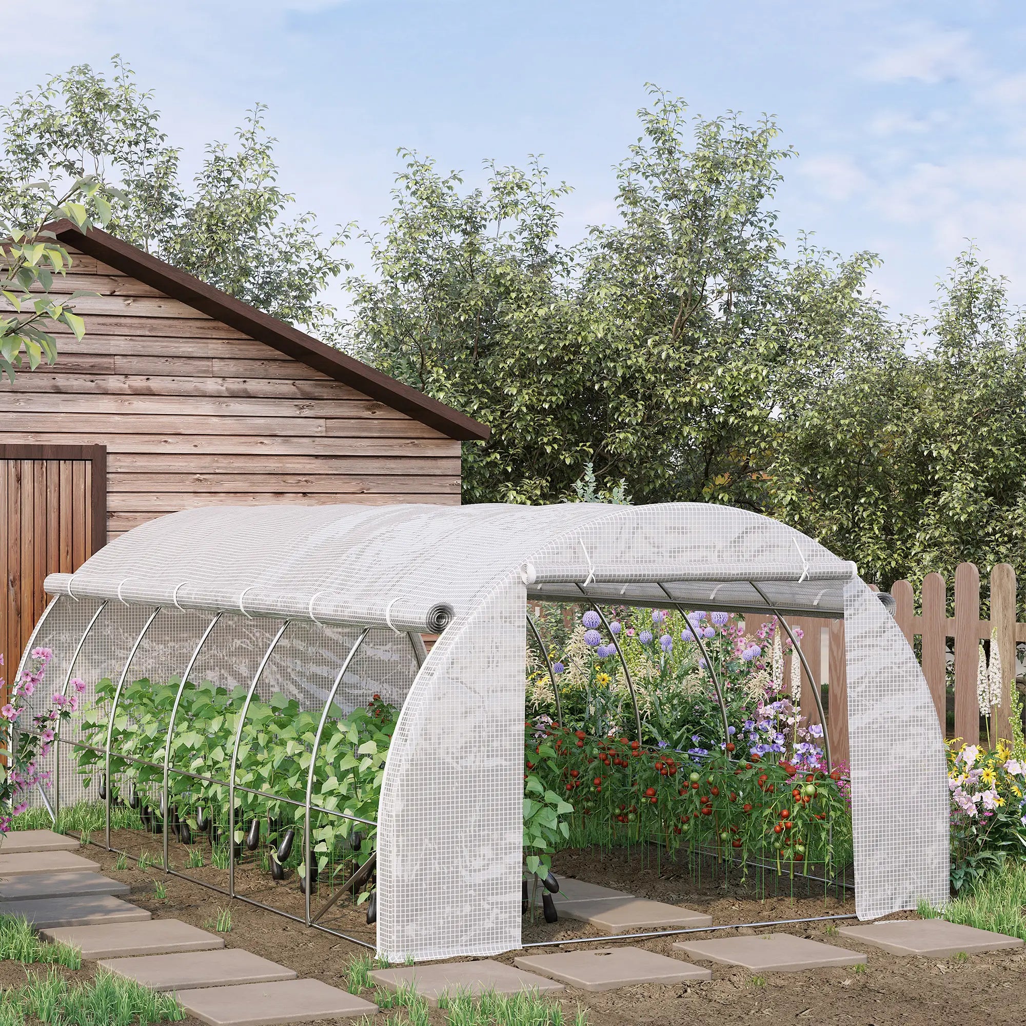 Large Walk-in Greenhouse, 20'x10'x6.6', Zippered Door, 12 Roll-up Windows, White Tunnel Greenhouses at Gallery Canada