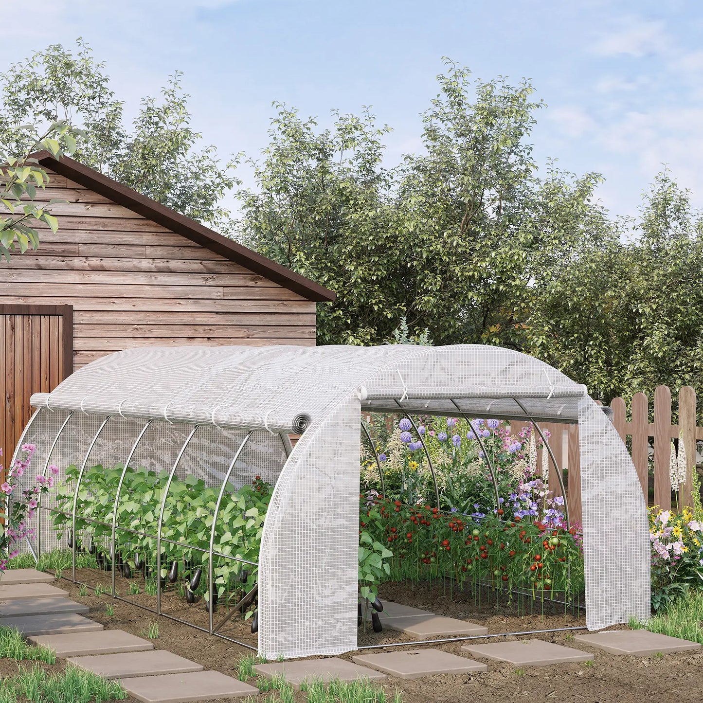 Large Walk-in Greenhouse, 20'x10'x6.6', Zippered Door, 12 Roll-up Windows, White Tunnel Greenhouses at Gallery Canada