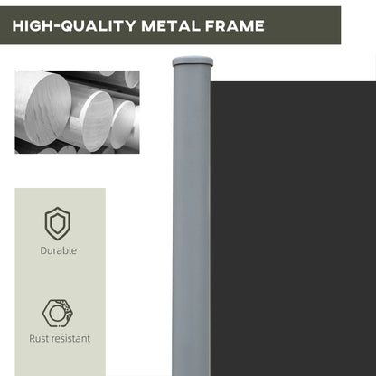 236" x 63" Outdoor Privacy Wall, Double Retractable Awning, Black Side Awnings at Gallery Canada