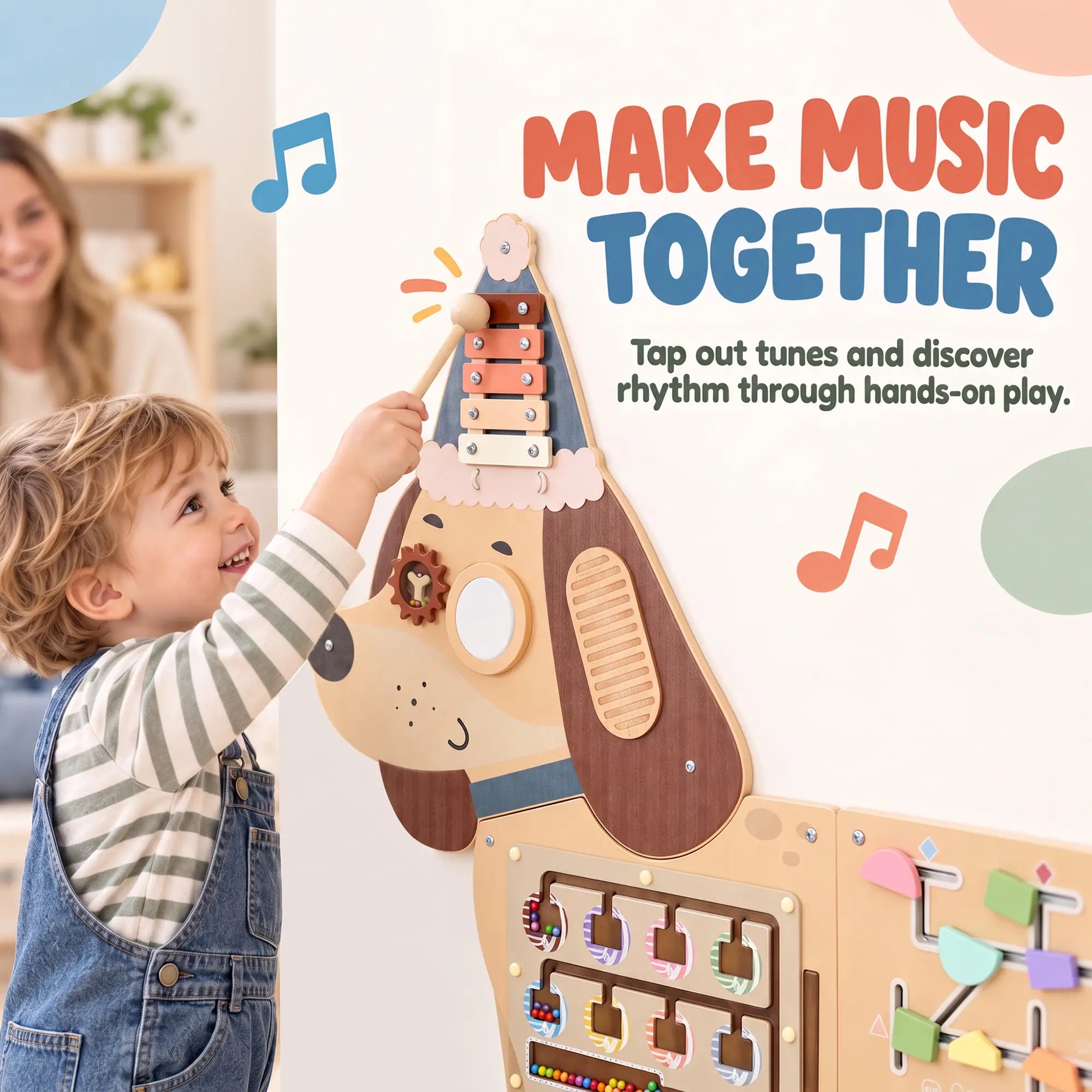 Wooden Wall Busy Board, Montessori Sensory Panel, Dachshund, Toddler Toy Playsets at Gallery Canada