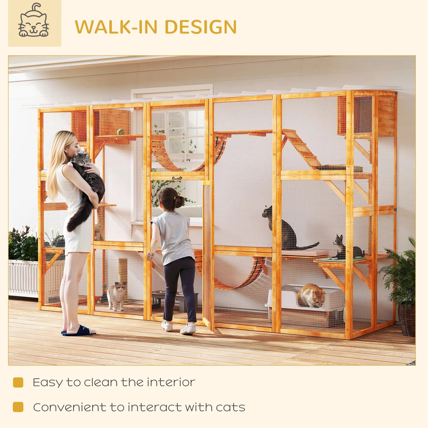 Large Outdoor Catio, Condos, Platforms, Doors, Ladders, Weather-Resistant Roof, Orange Outdoor Cat Enclosures at Gallery Canada
