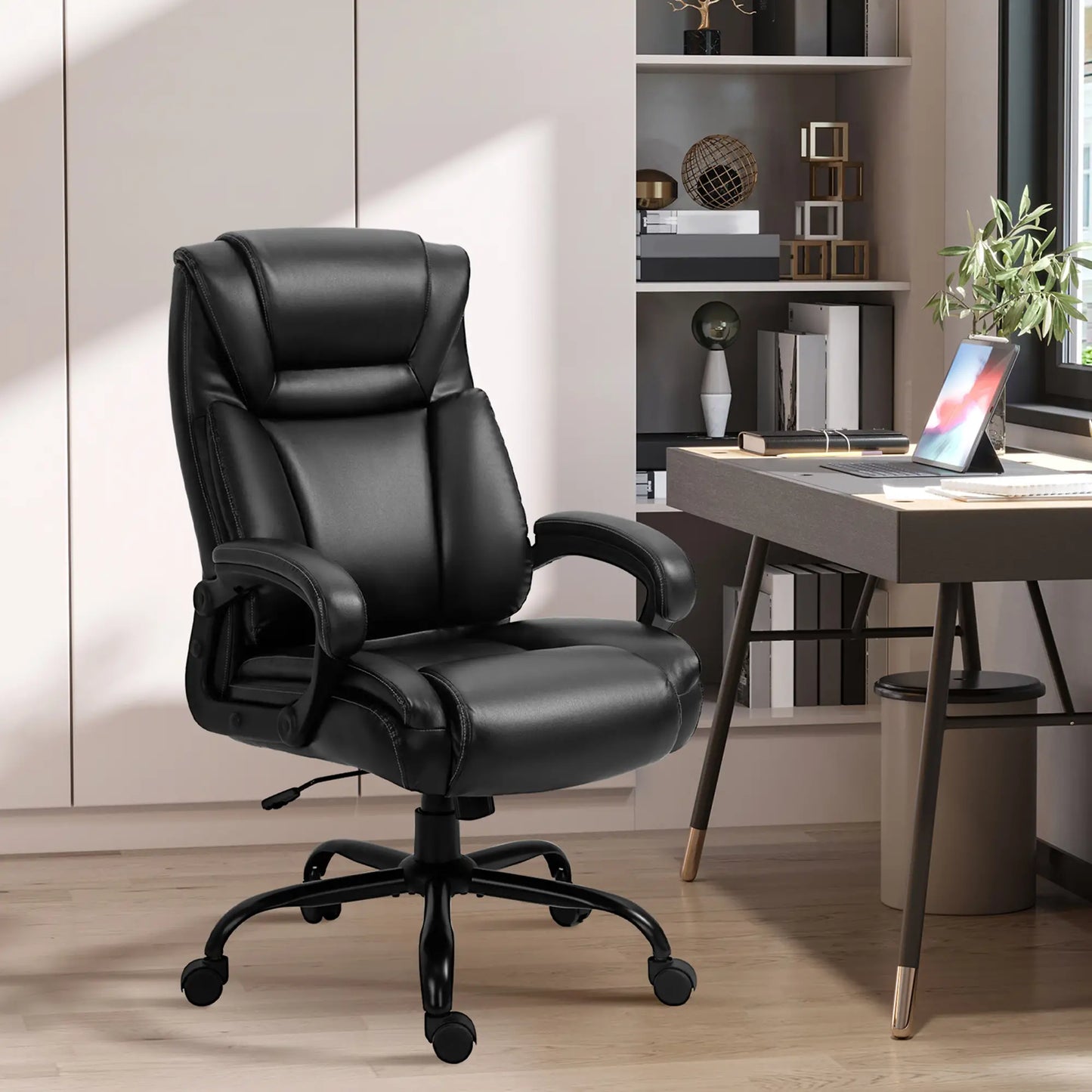 PU Leather Executive Office Chair, High Back, Adjustable Height, 400LBS, Black Executive & Manager Chairs at Gallery Canada