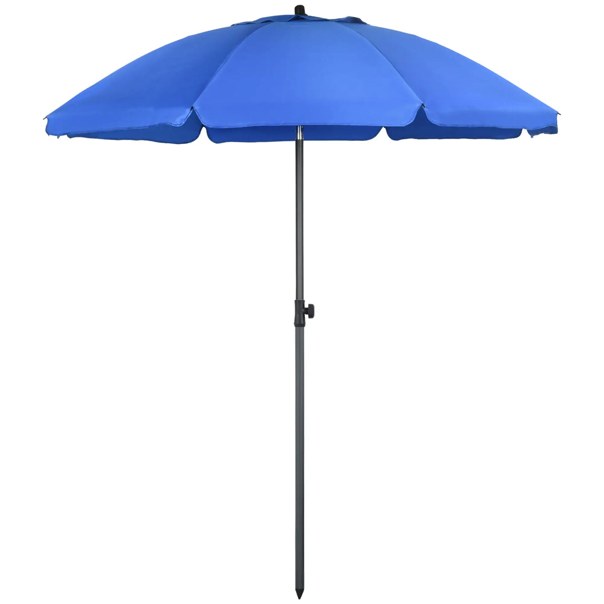 6ft Beach Umbrella, UV50+ Vented Canopy, Push Button Tilt, Blue Beach Umbrellas Blue at Gallery Canada