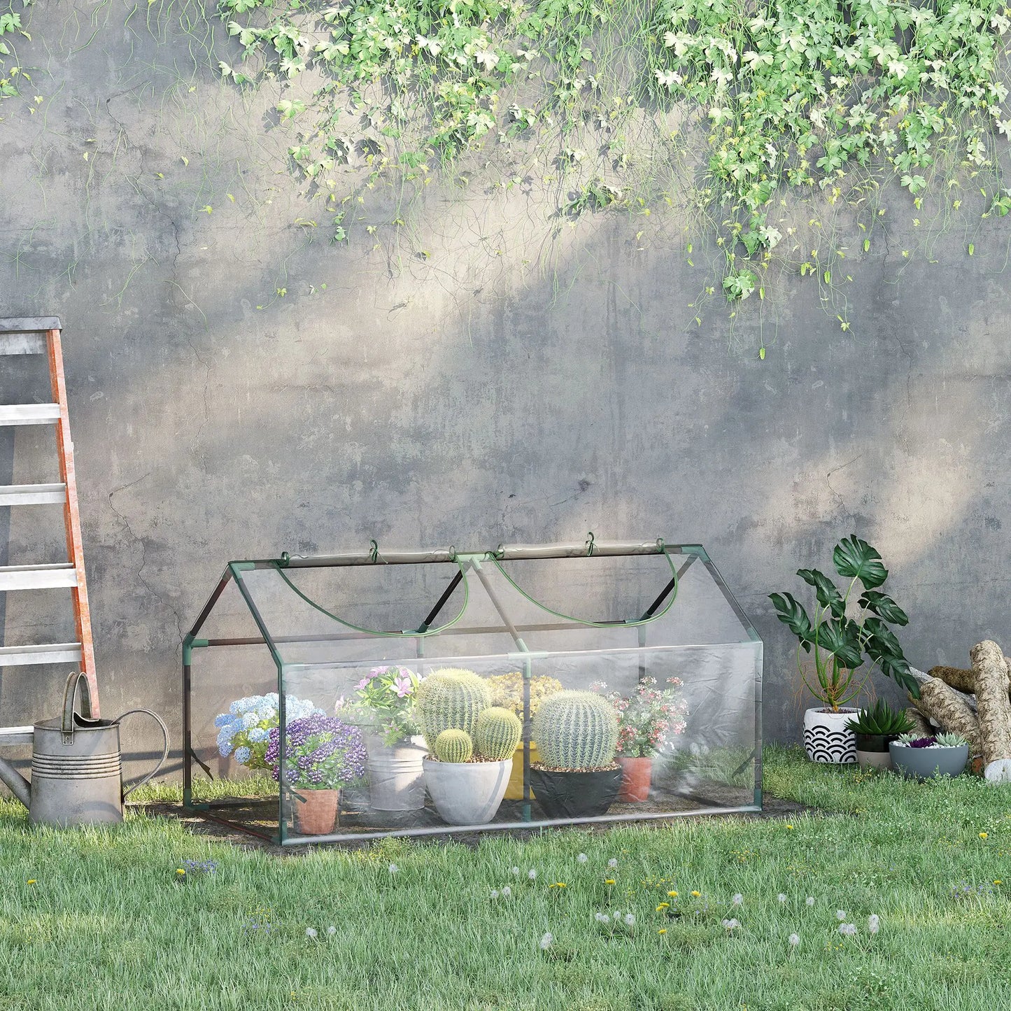 47" x 24" x 24" Mini Tunnel Greenhouse, Steel Frame, 2 Windows, Clear Greenhouses at Gallery Canada