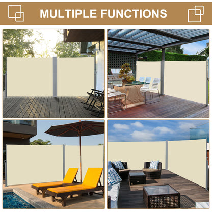 118" x 71" Outdoor Folding Privacy Screen, Retractable Side Awning, UV Wind Resistant, Cream White Side Awnings at Gallery Canada