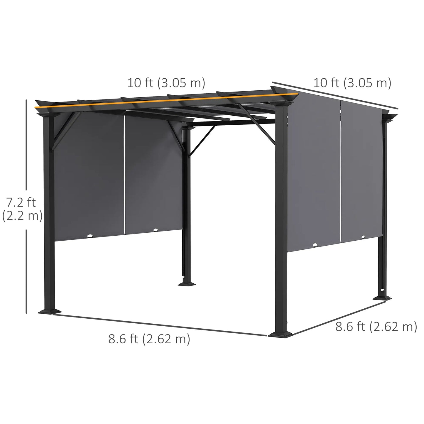 10' x 10' Retractable Pergola Canopy, Grey Pergolas at Gallery Canada