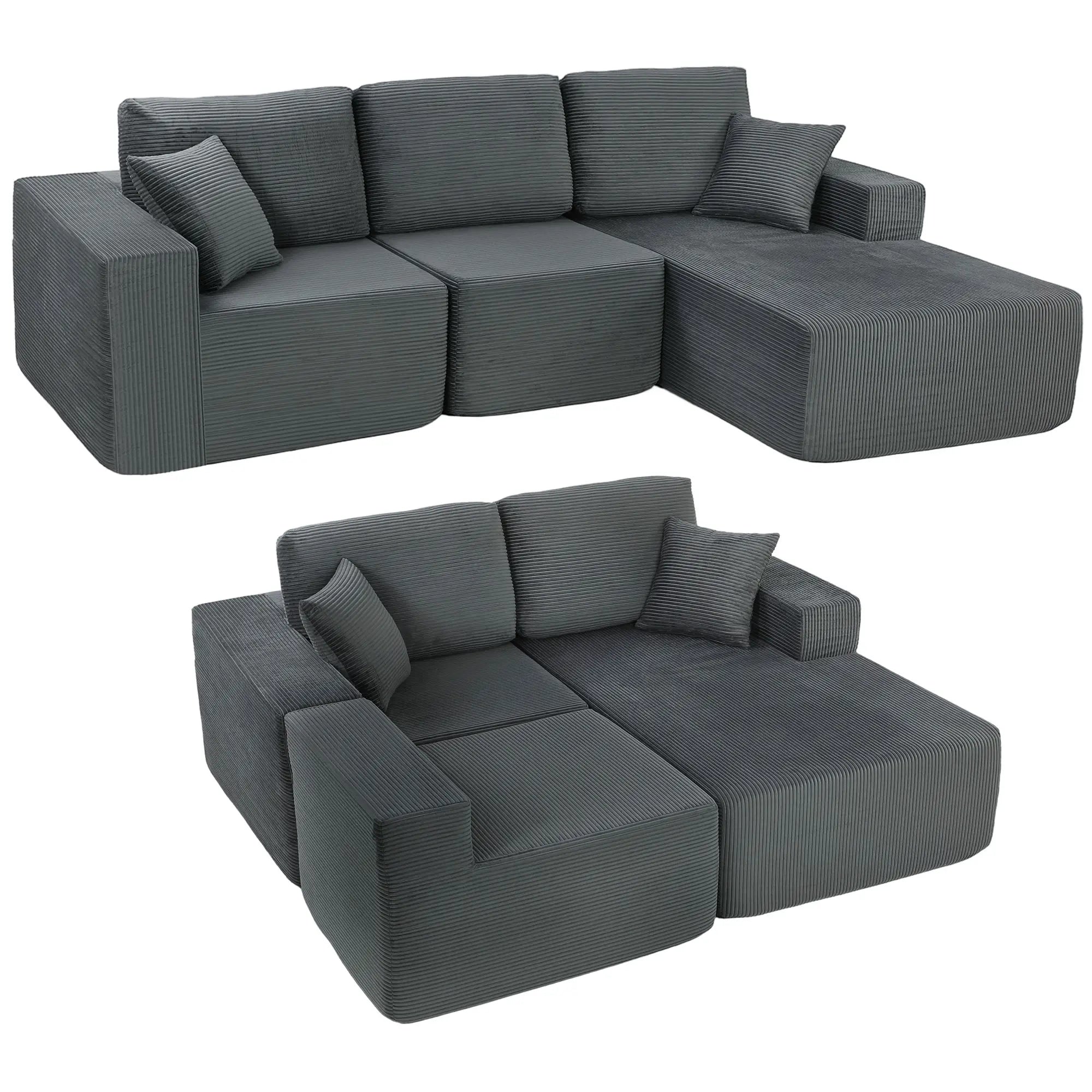 Modular Sectional Sofa Bed, L Shaped Couch, Dark Grey 3-Seater Sofas at Gallery Canada