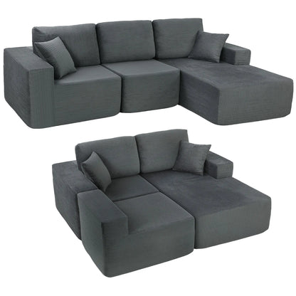 Modular Sectional Sofa Bed, L Shaped Couch, Dark Grey 3-Seater Sofas at Gallery Canada