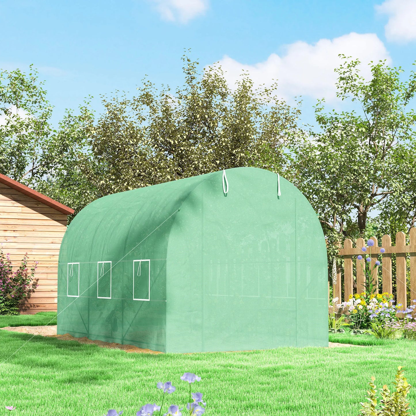 11.5' x 6.6' x 6.6' Walk-in Greenhouse, PE Cover, Roll Up Door, Windows, Green Walk In Greenhouses at Gallery Canada