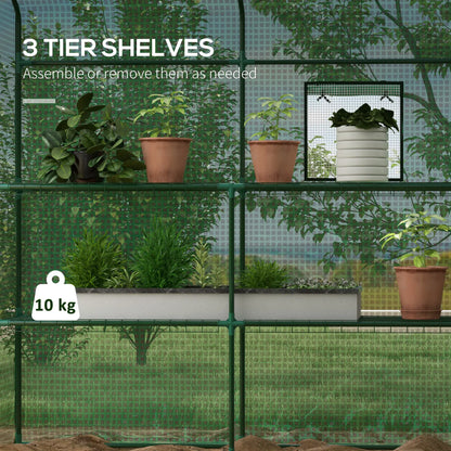 4.6' x 4.7' x 6.2' Walk-in Greenhouse, 3 Tier 8 Shelves, Reinforced PE Cover, Green Walk In Greenhouses at Gallery Canada