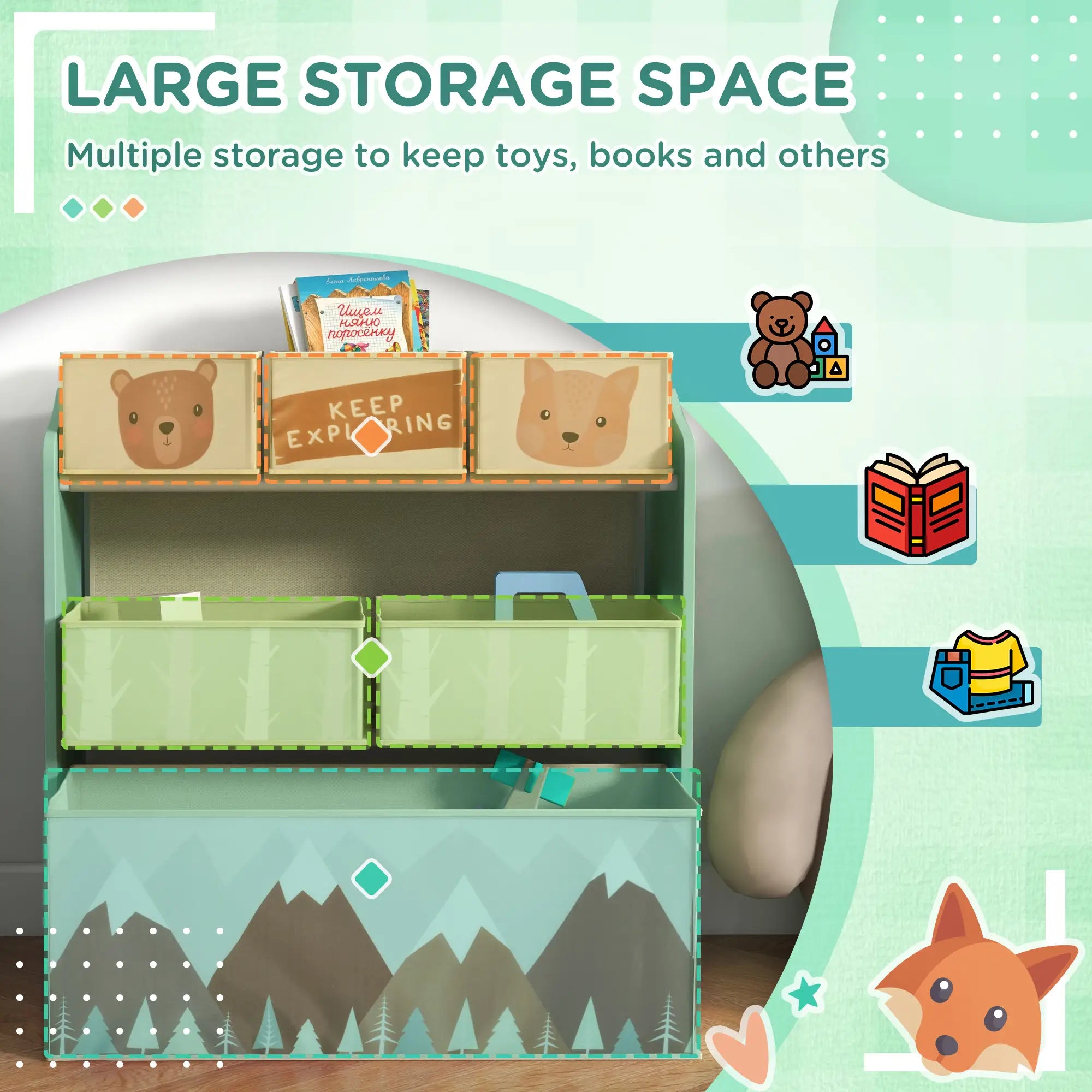 Toy Organizer With 6 Storage Bins, 25