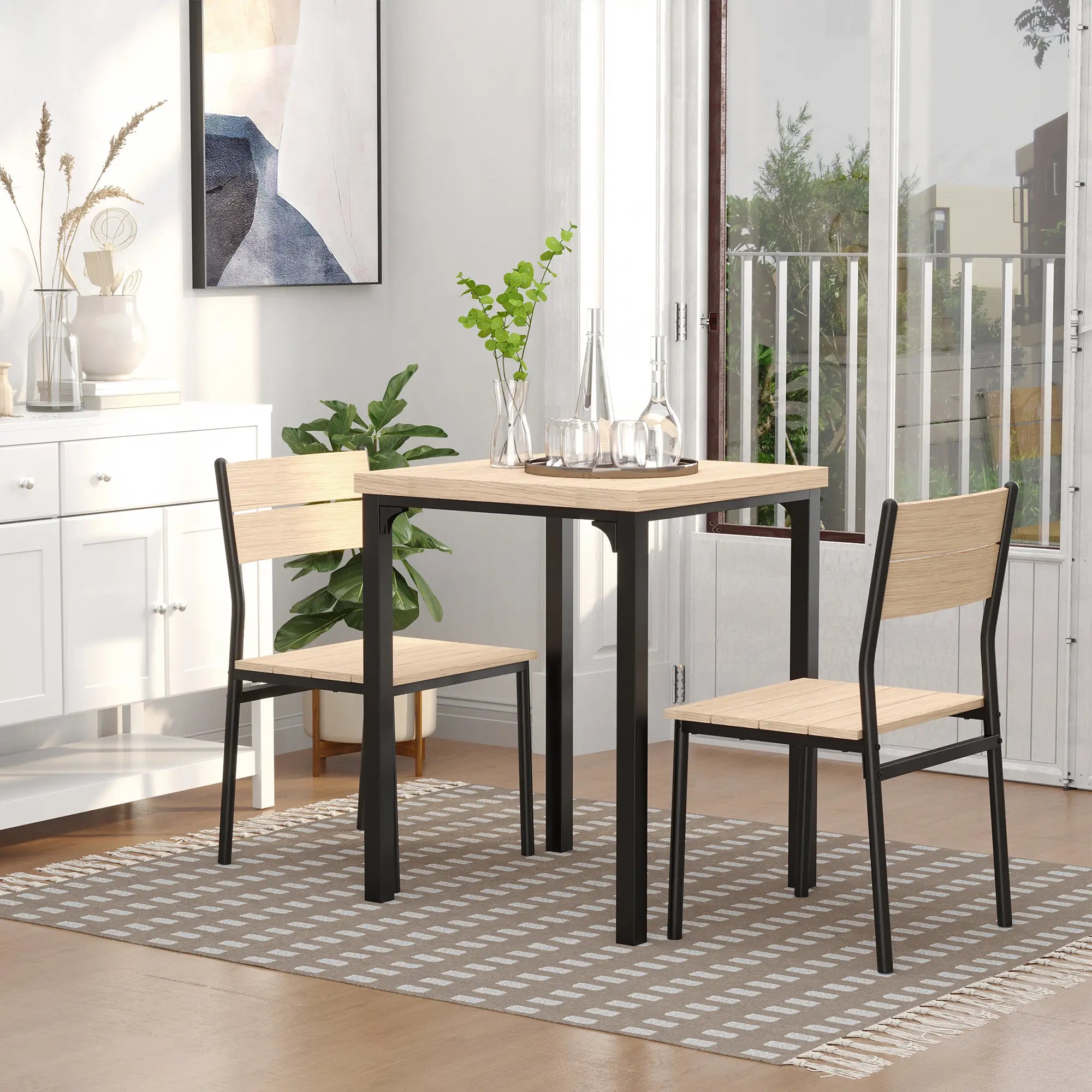 2-Piece Dining Table Set, Natural Wood, Metal Legs Bar Sets at Gallery Canada