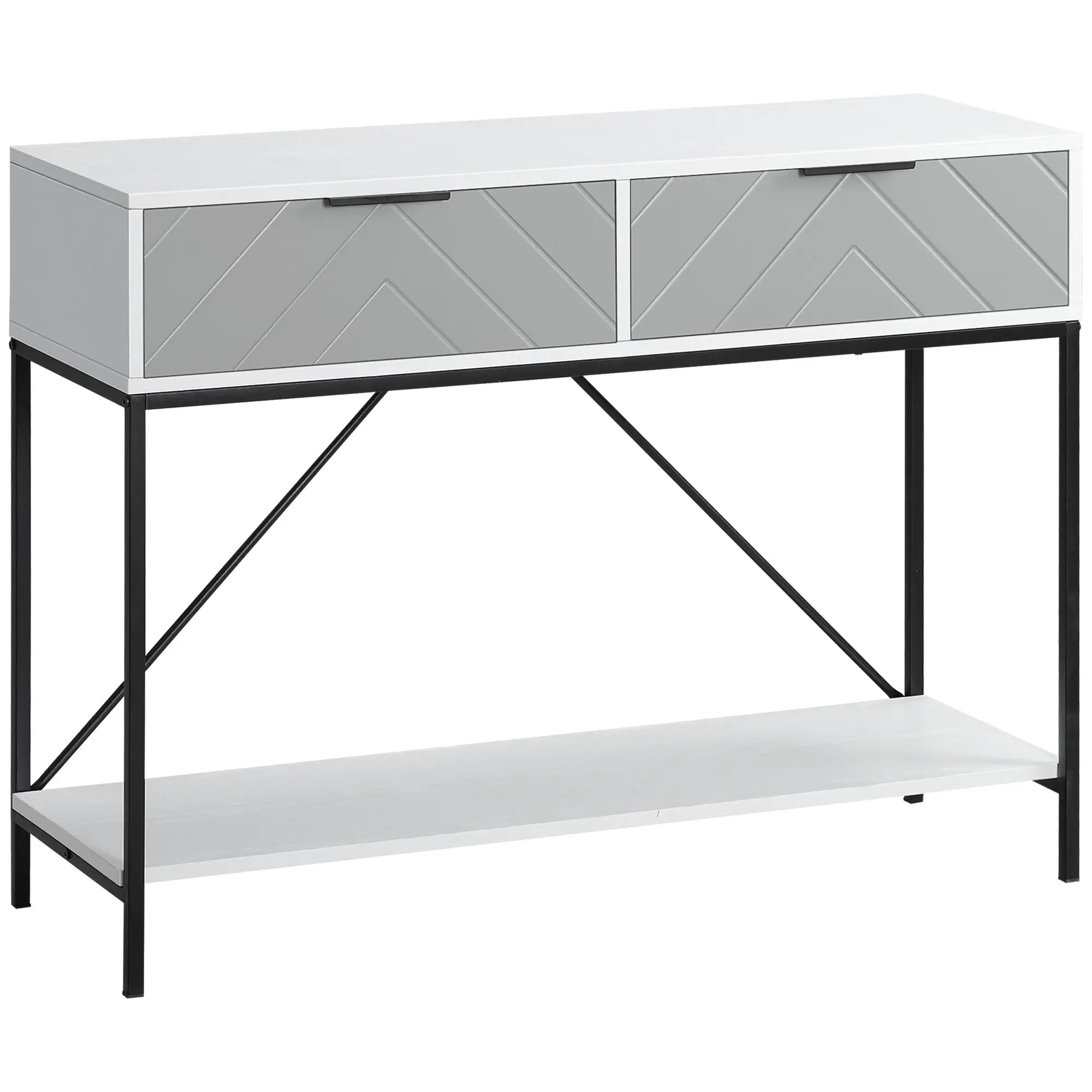 Modern Console Table with 2 Drawers, 2 Tier Entryway Table with Shelf, White Console Tables at Gallery Canada