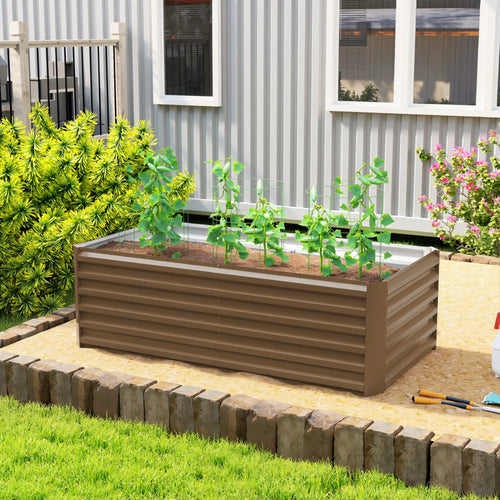 6' x 3' x 2' Raised Garden Bed, Galvanized Planter Box, Brown