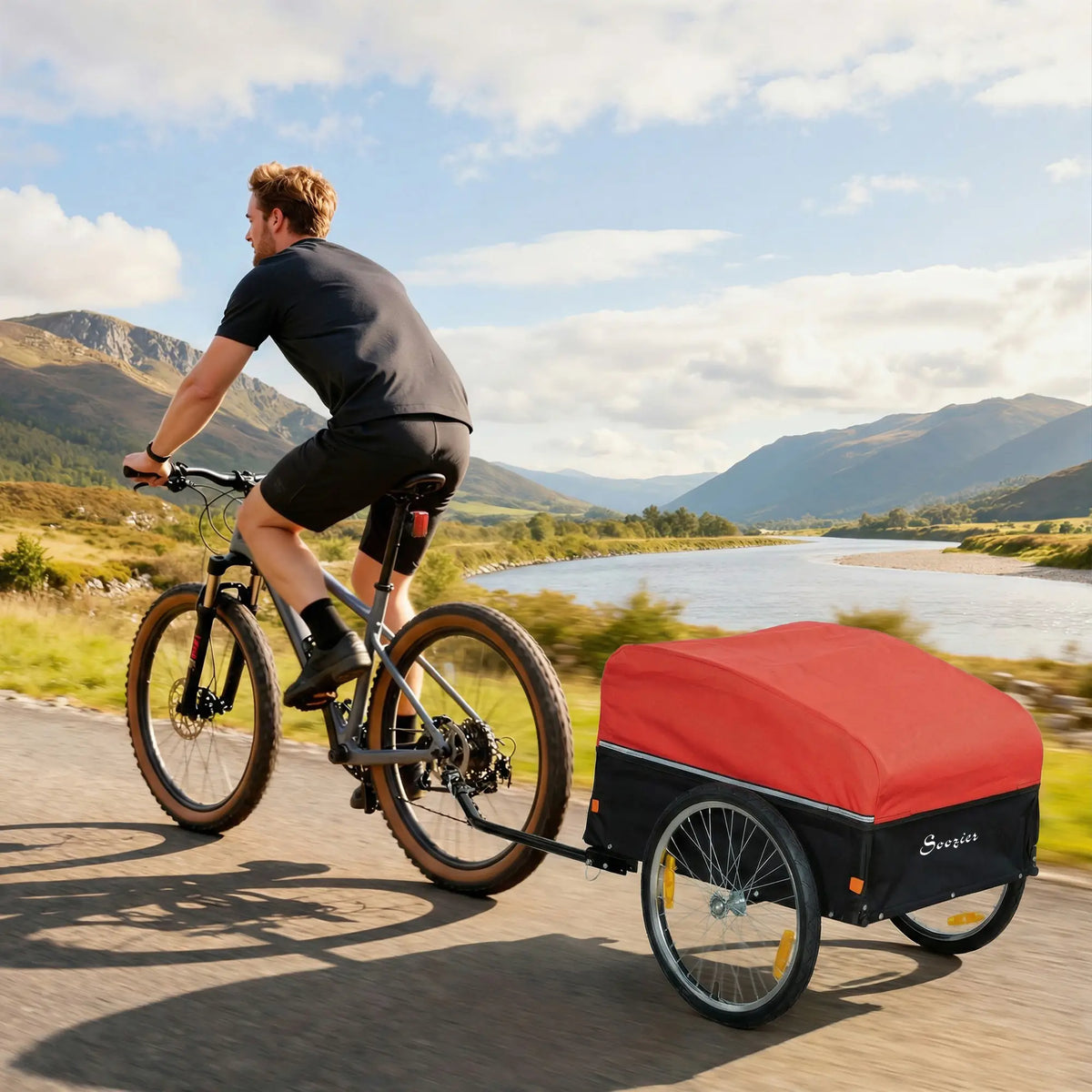 Bike Trailer, Cargo Trailer with 45 Gal Storage Box, 20" Tires, 88 lbs Capacity Bike Cargo Trailers at Gallery Canada