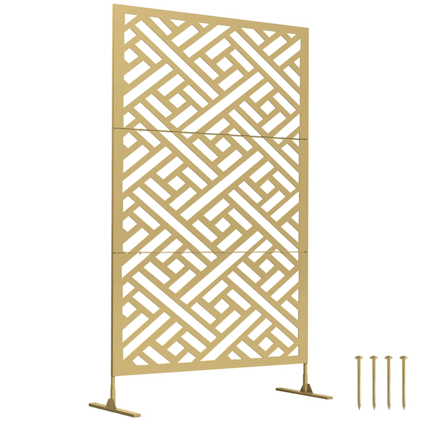Metal Outdoor Privacy Screen, Freestanding Divider, 79" x 47", Gold Side Awnings at Gallery Canada