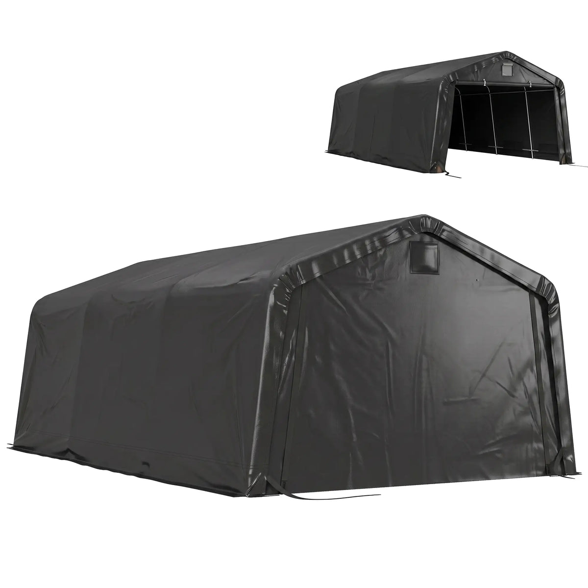 12' x 20' Portable Garage, Heavy Duty Carport Canopy, Black Car Shelters Black at Gallery Canada
