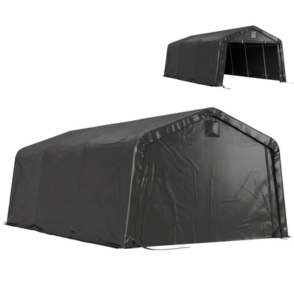 12' x 20' Portable Garage, Heavy Duty Carport Canopy, Black Car Shelters Black at Gallery Canada