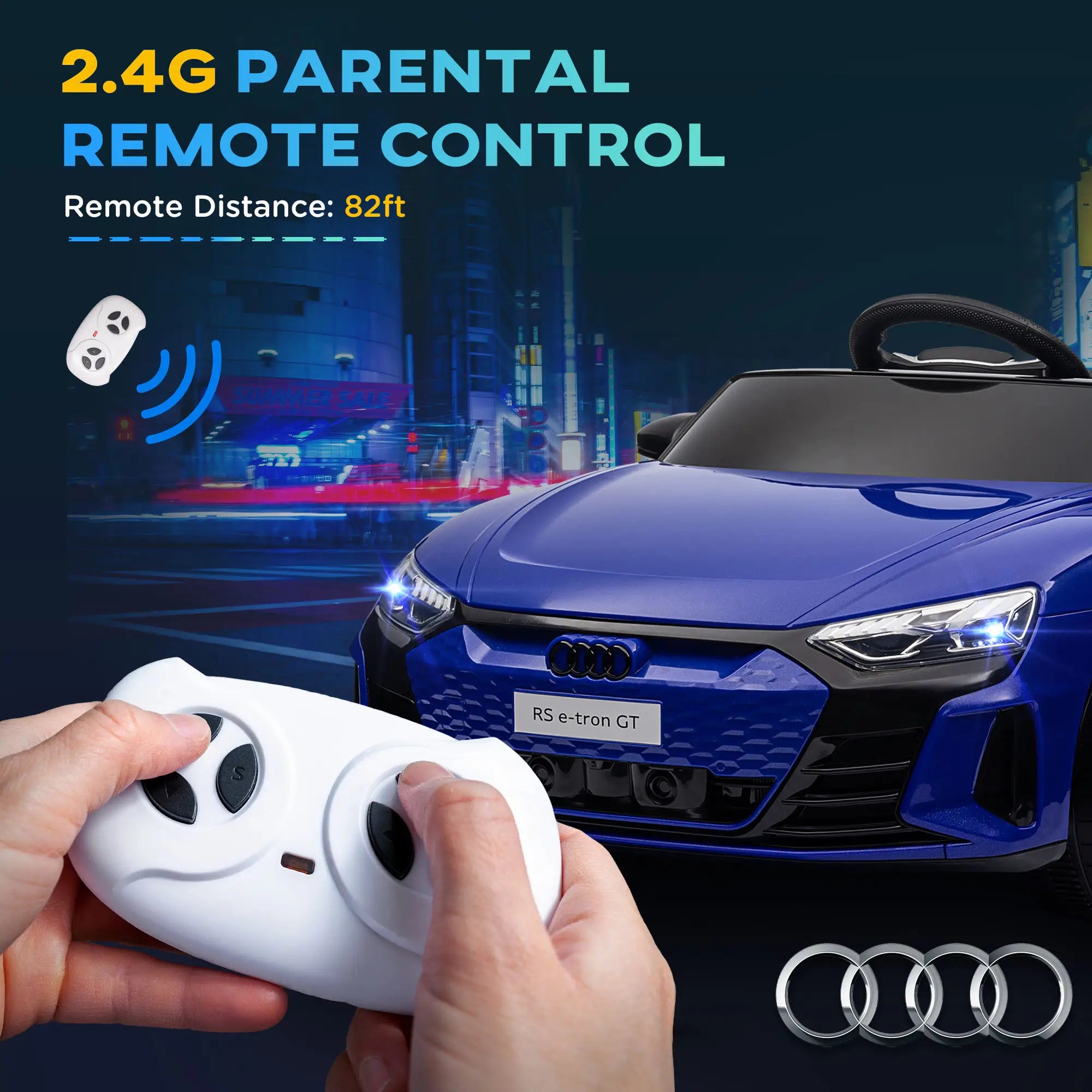 12V Kids Ride On Car, Battery Powered Electric Car, Remote Control, Navy Blue Electric Toy Cars at Gallery Canada