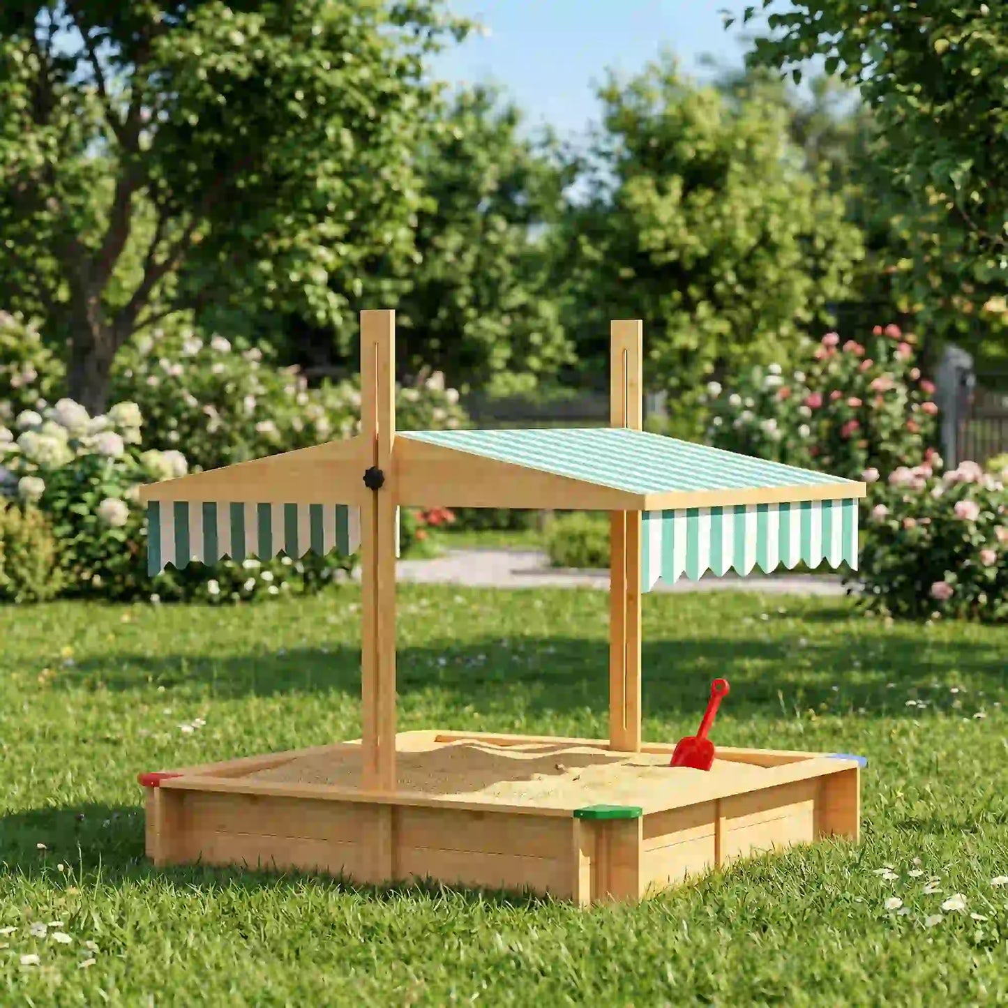 Wooden Sandbox With Cover, Outdoor For Kids, Light Brown Sandboxes & Accessories at Gallery Canada