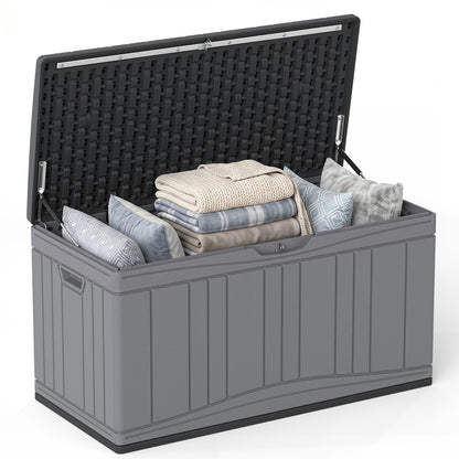 80 Gallon Outdoor Deck Box, Lockable Lid, Garden Storage, Gray Sheds & Outdoor Storage Gray at Gallery Canada