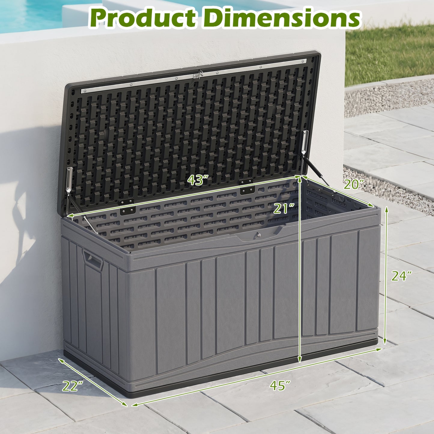 80 Gallon Outdoor Deck Box, Lockable Lid, Garden Storage, Gray Sheds & Outdoor Storage at Gallery Canada