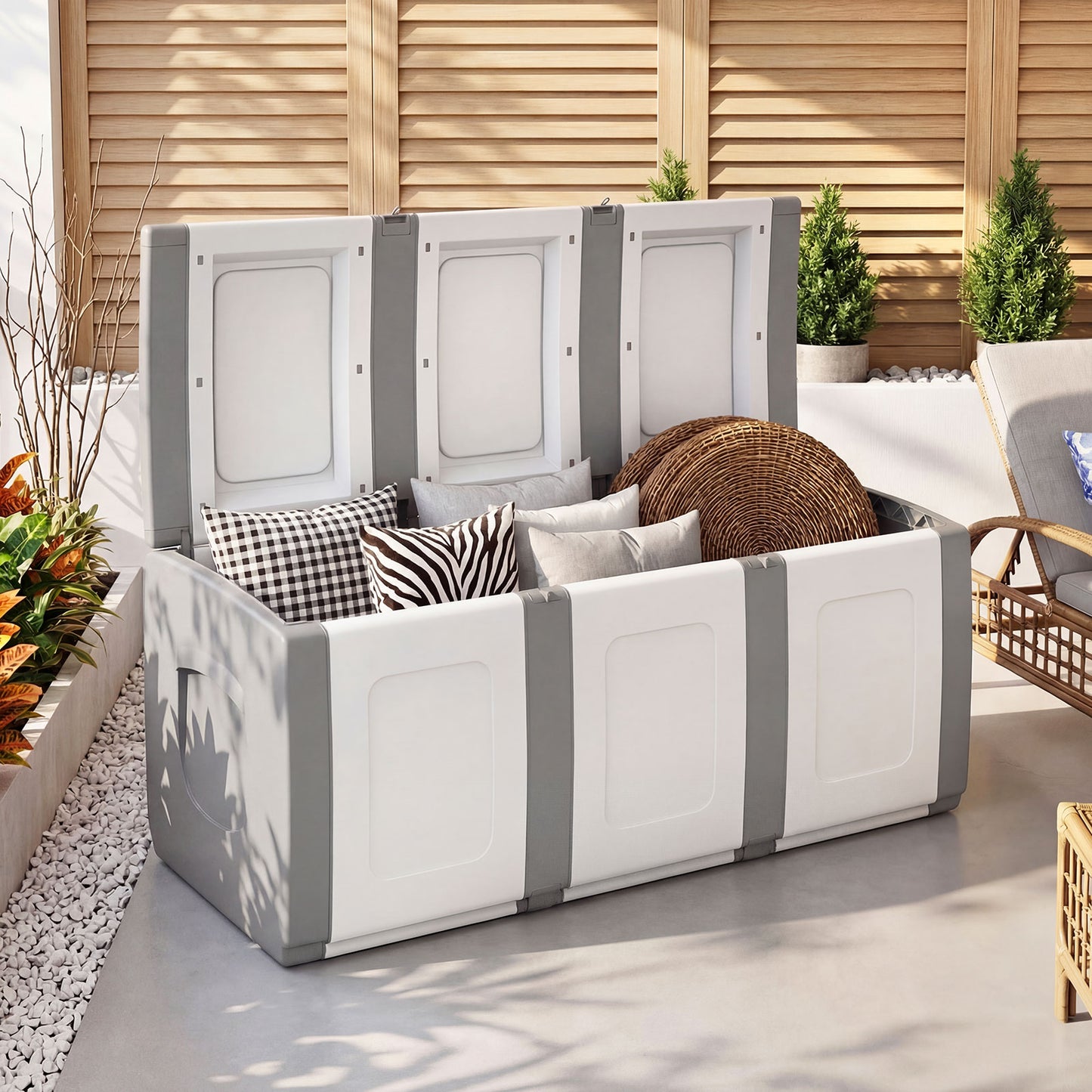 80 Gallon Patio Container, Lockable Lid, Gray Garden Tools at Gallery Canada