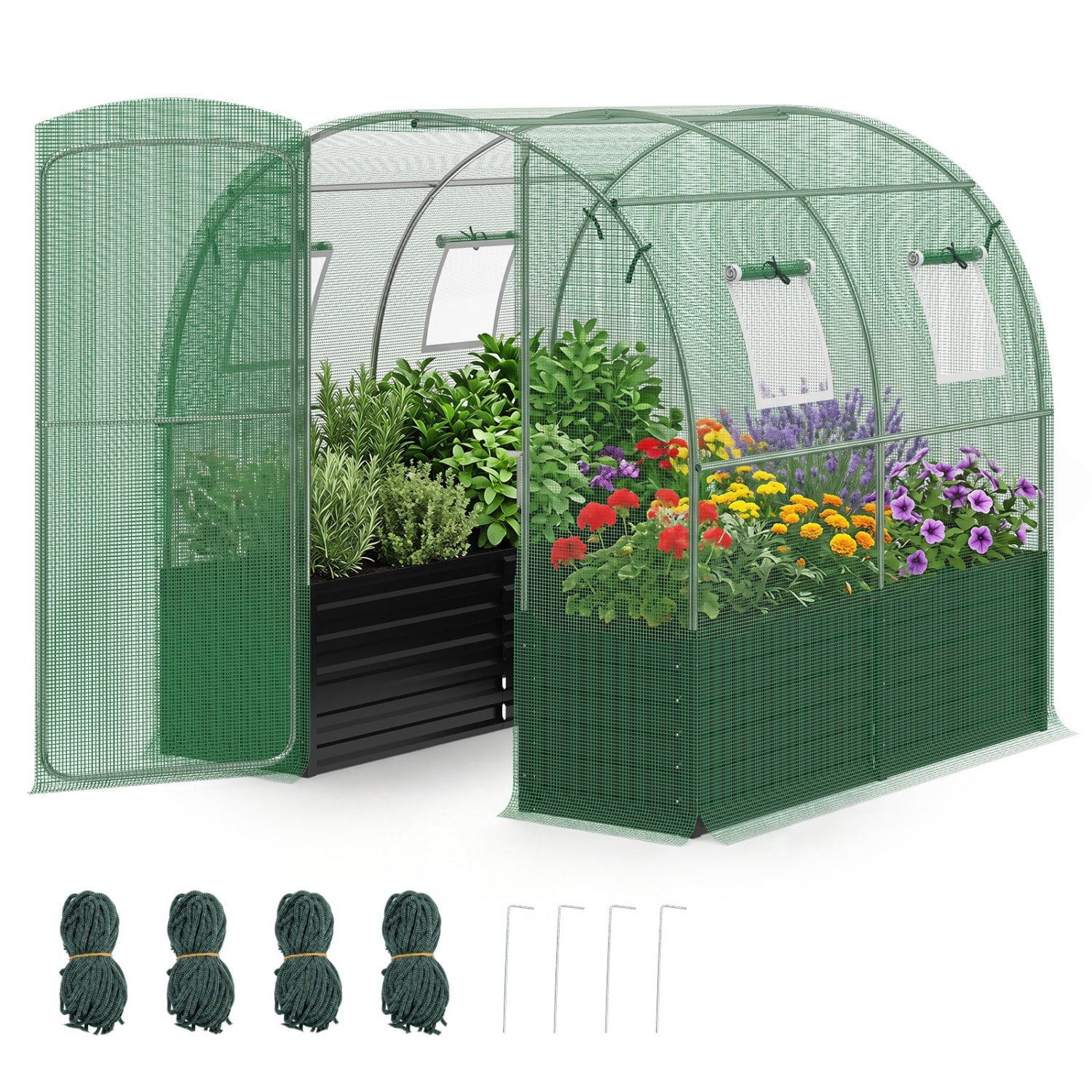 Walk-In Greenhouse With Large Plant Bed, 80 x 79 x 79 In, Green Greenhouses at Gallery Canada