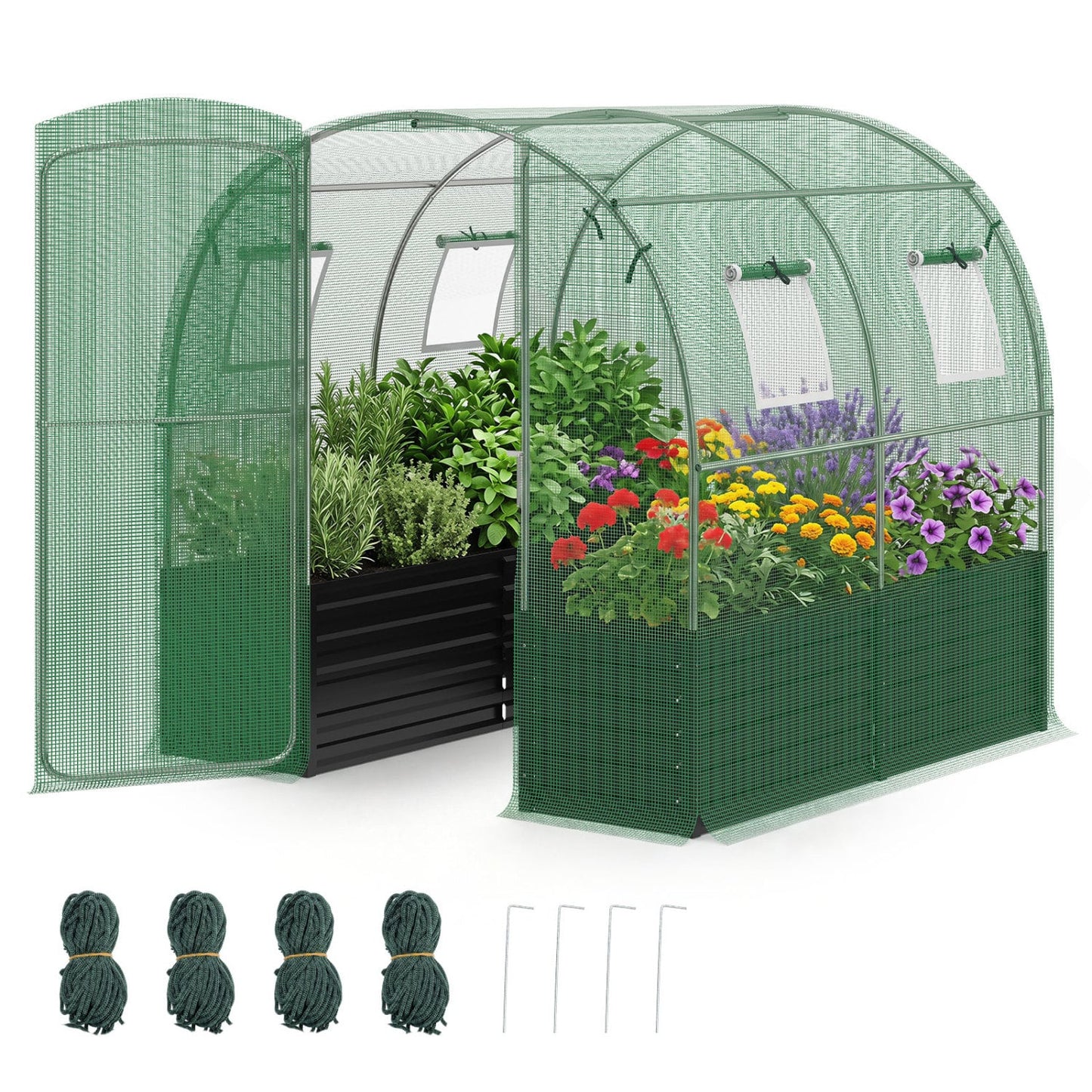 Walk-In Greenhouse With Large Plant Bed, 80 x 79 x 79 In, Green Greenhouses at Gallery Canada