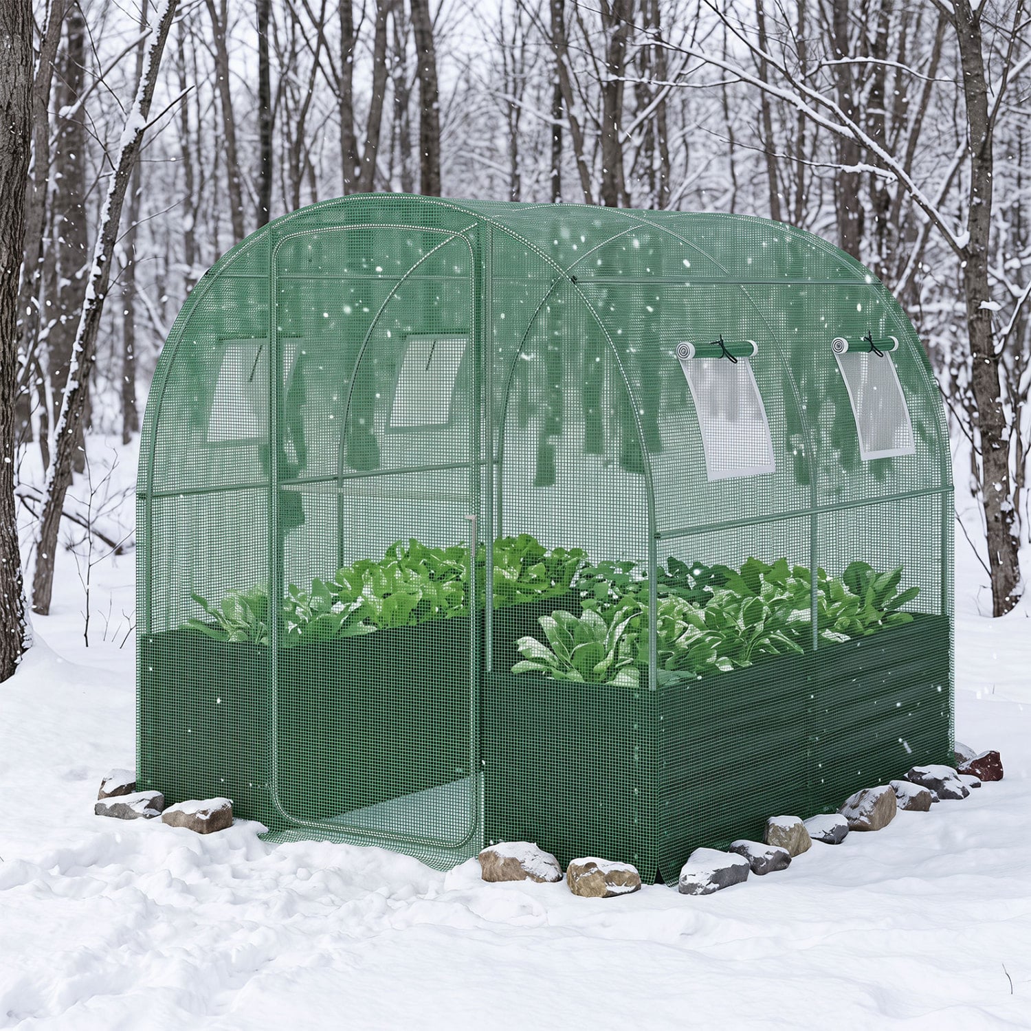 Walk-In Greenhouse With Large Plant Bed, 80 x 79 x 79 In, Green Greenhouses at Gallery Canada