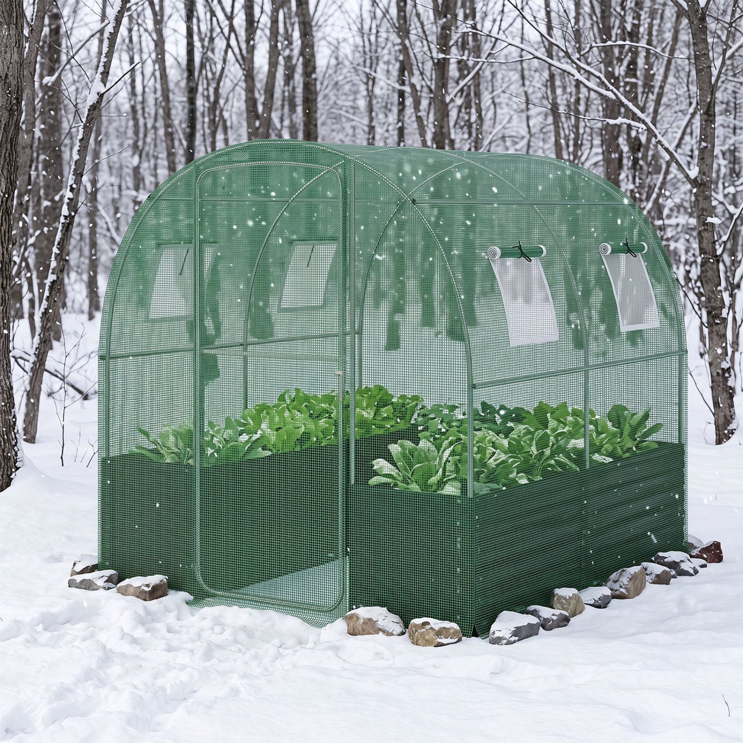 Walk-In Greenhouse With Large Plant Bed, 80 x 79 x 79 In, Green Greenhouses at Gallery Canada