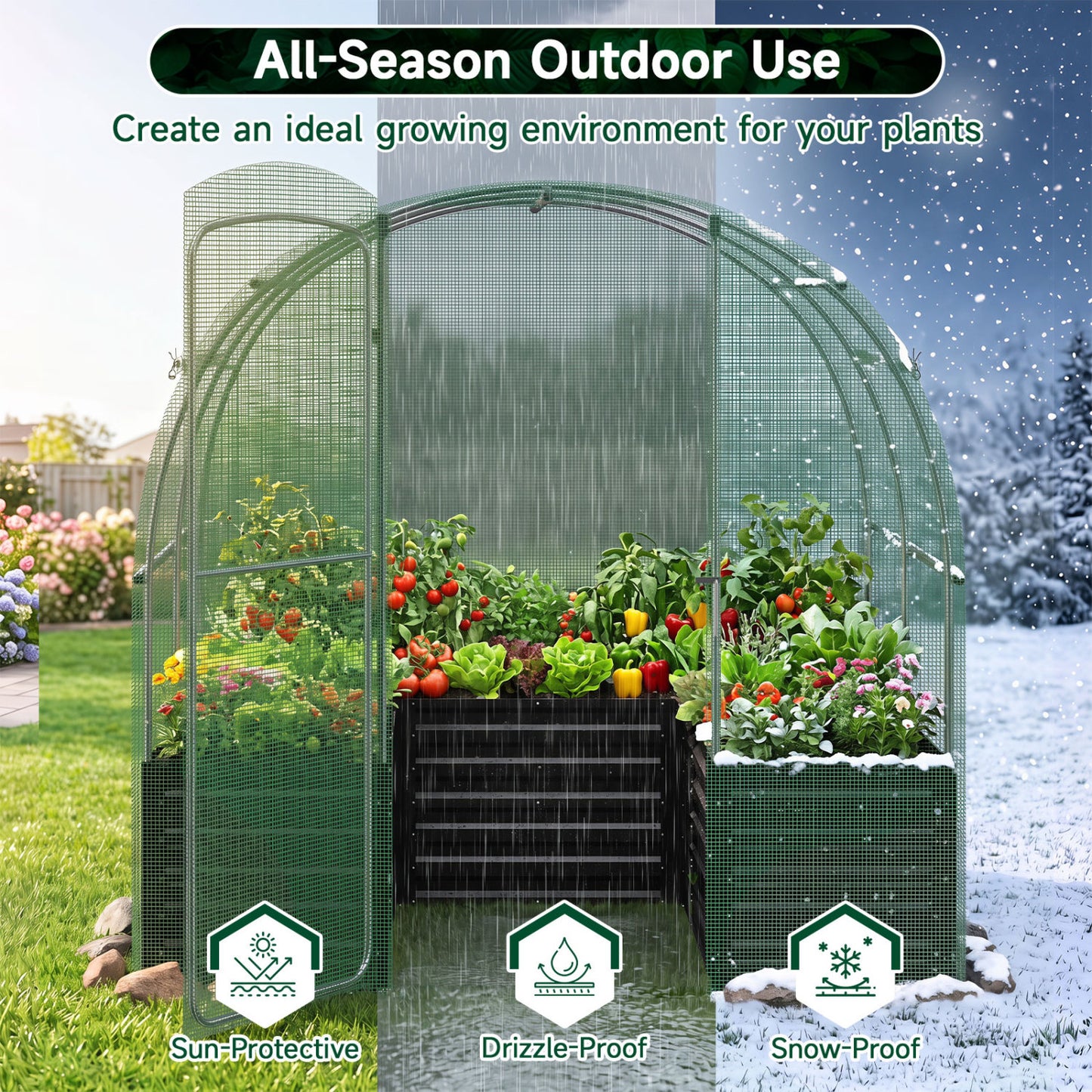 Walk-In Greenhouse With Large Plant Bed, 80 x 79 x 79 In, Green Greenhouses at Gallery Canada