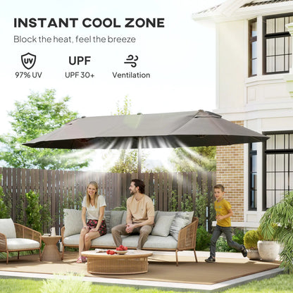 Double-Sided Patio Umbrella Sun Shade, Grey Sun Umbrellas at Gallery Canada