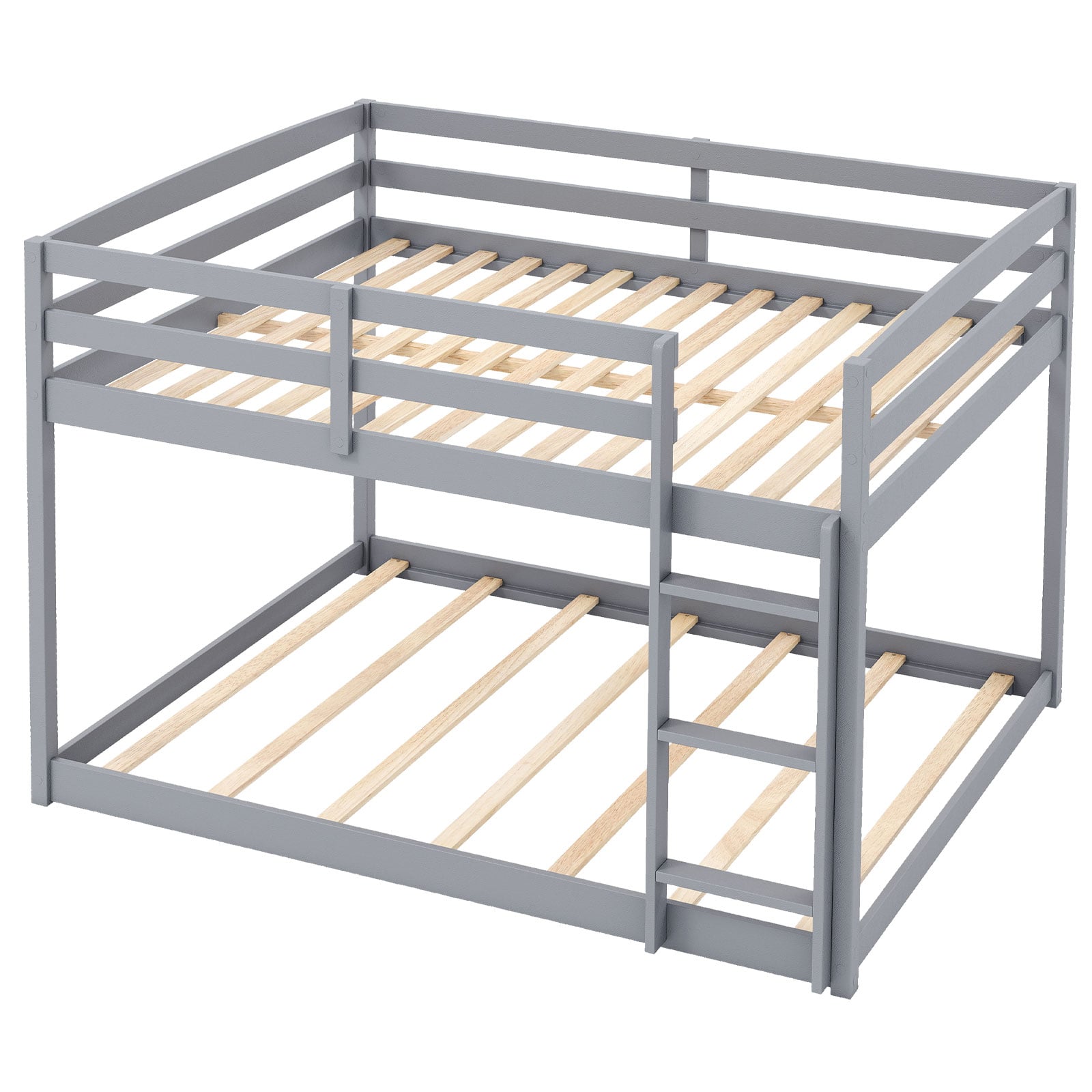 Full Over Full Bunk Bed, Low To Ground, Gray Bunk Bed Frame Gray at Gallery Canada